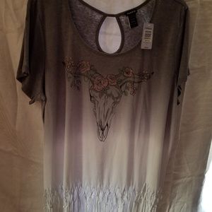 Tshirt grey with cow skull